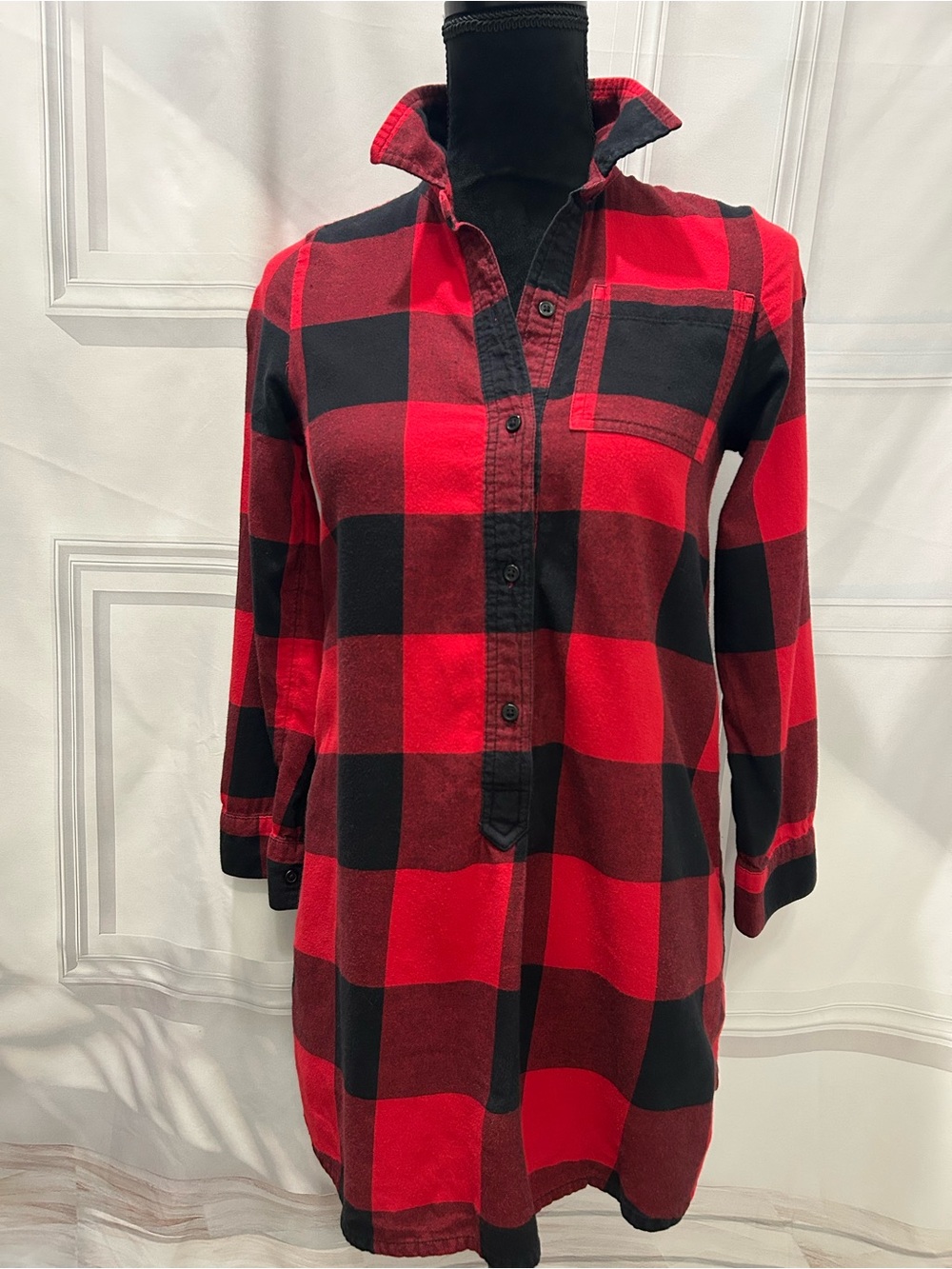 Arizona Jean Company Women’s Red & Black Buffalo Plaid Shirt Dress 10